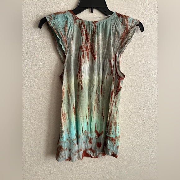 Live and Let Live Bohemian Women's Green Tie Dye 
 Blouse Sleeveless Top MP - Picture 3 of 10
